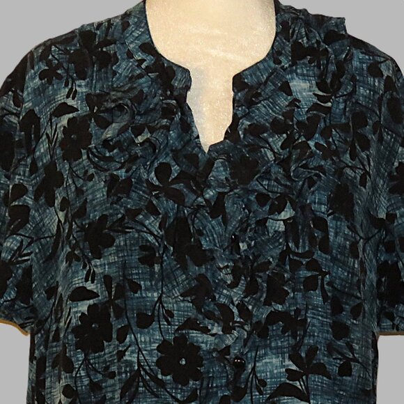 Pendleton Women's Short Sleeve Button Down Blouse Front Ruffles Size 14W (C347) - Picture 1 of 6
